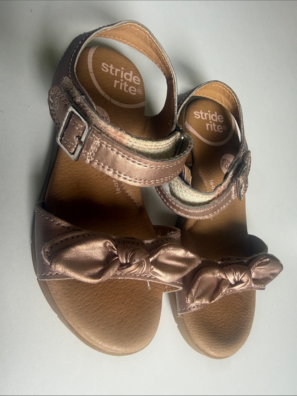 Stride Rite Rose Gold Bow-Accent Girls' Sandals
